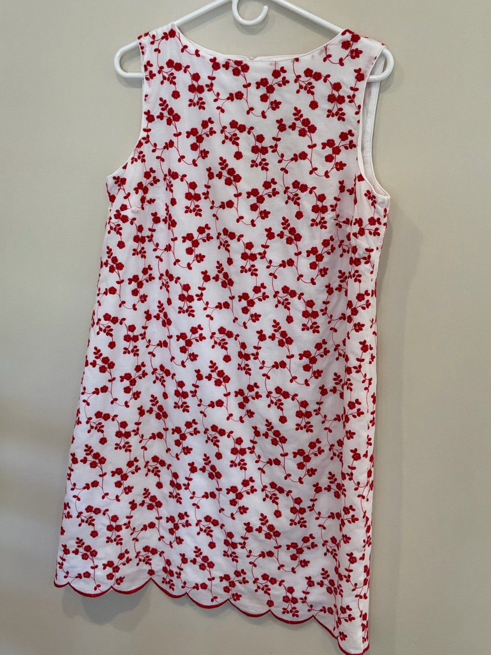 Ann Taylor Petite 12P Red Floral Embroidered Shift Dress